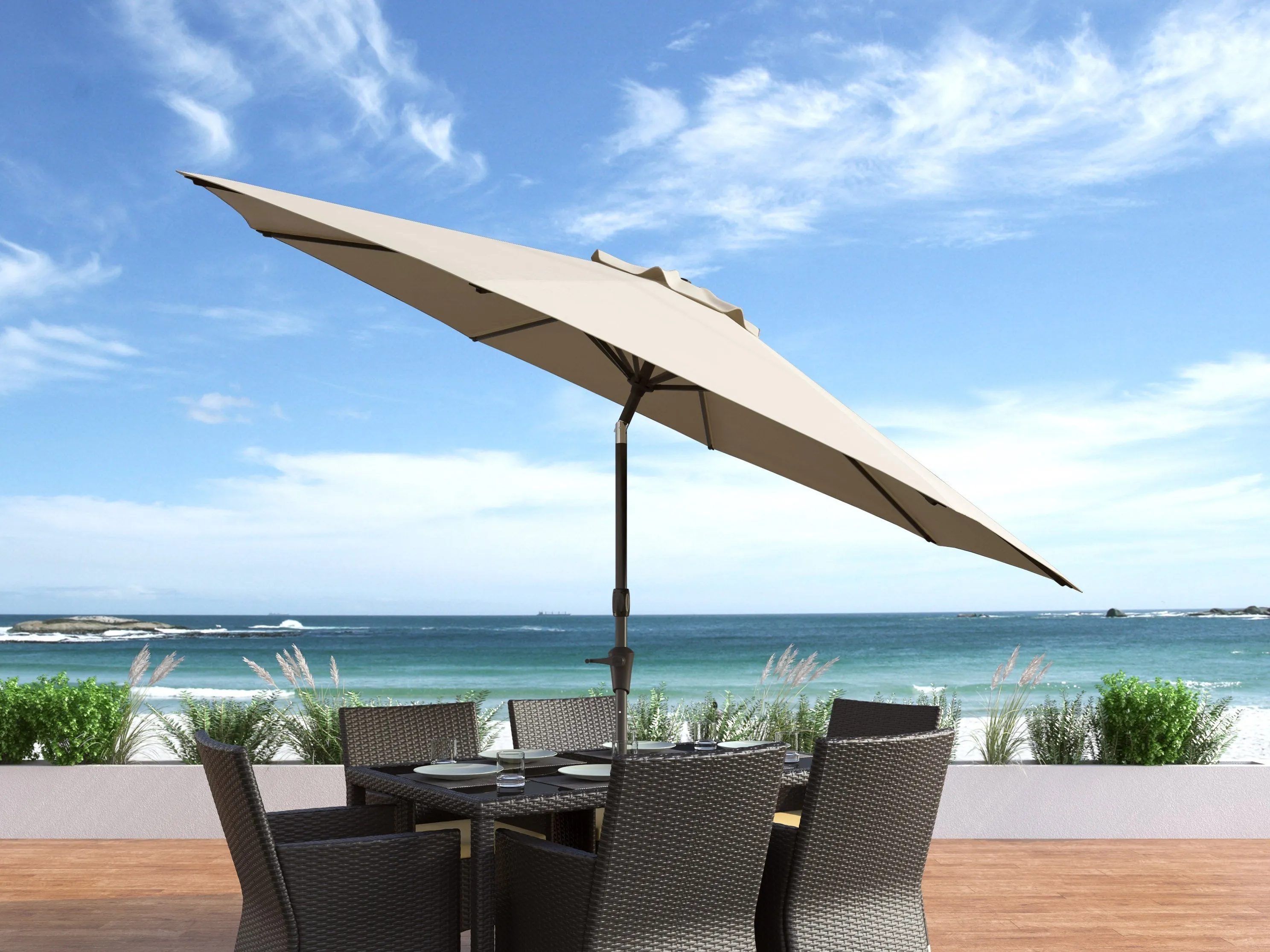 10ft Wind Resistant Warm White Patio Umbrella