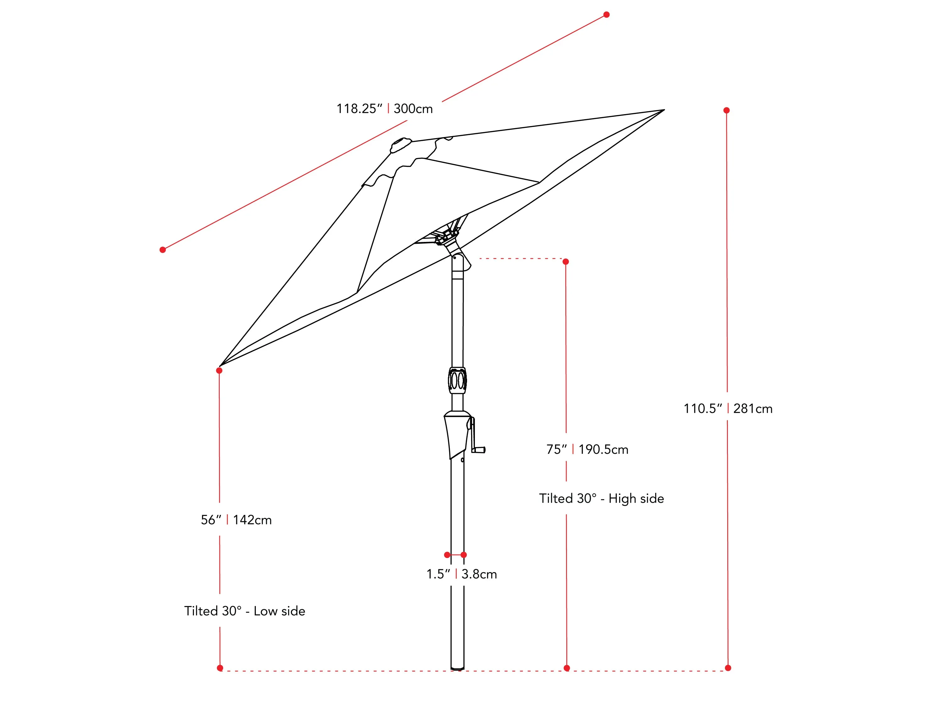 10ft Wind Resistant Warm White Patio Umbrella