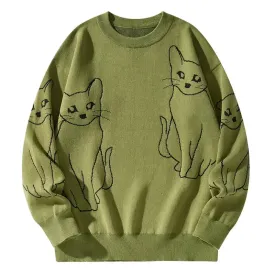 3Leaves Women's Cat Print Sweater