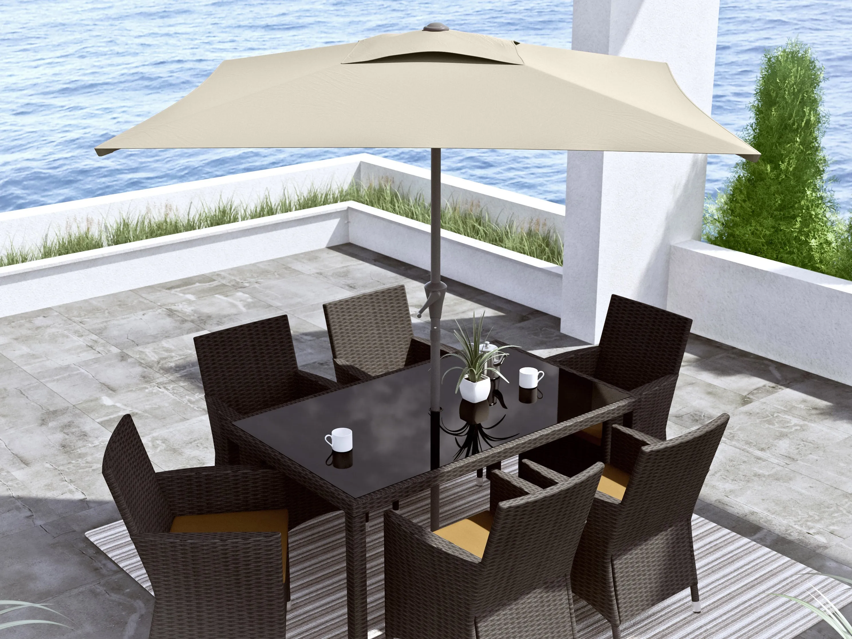 9ft Square Warm White Patio Umbrella