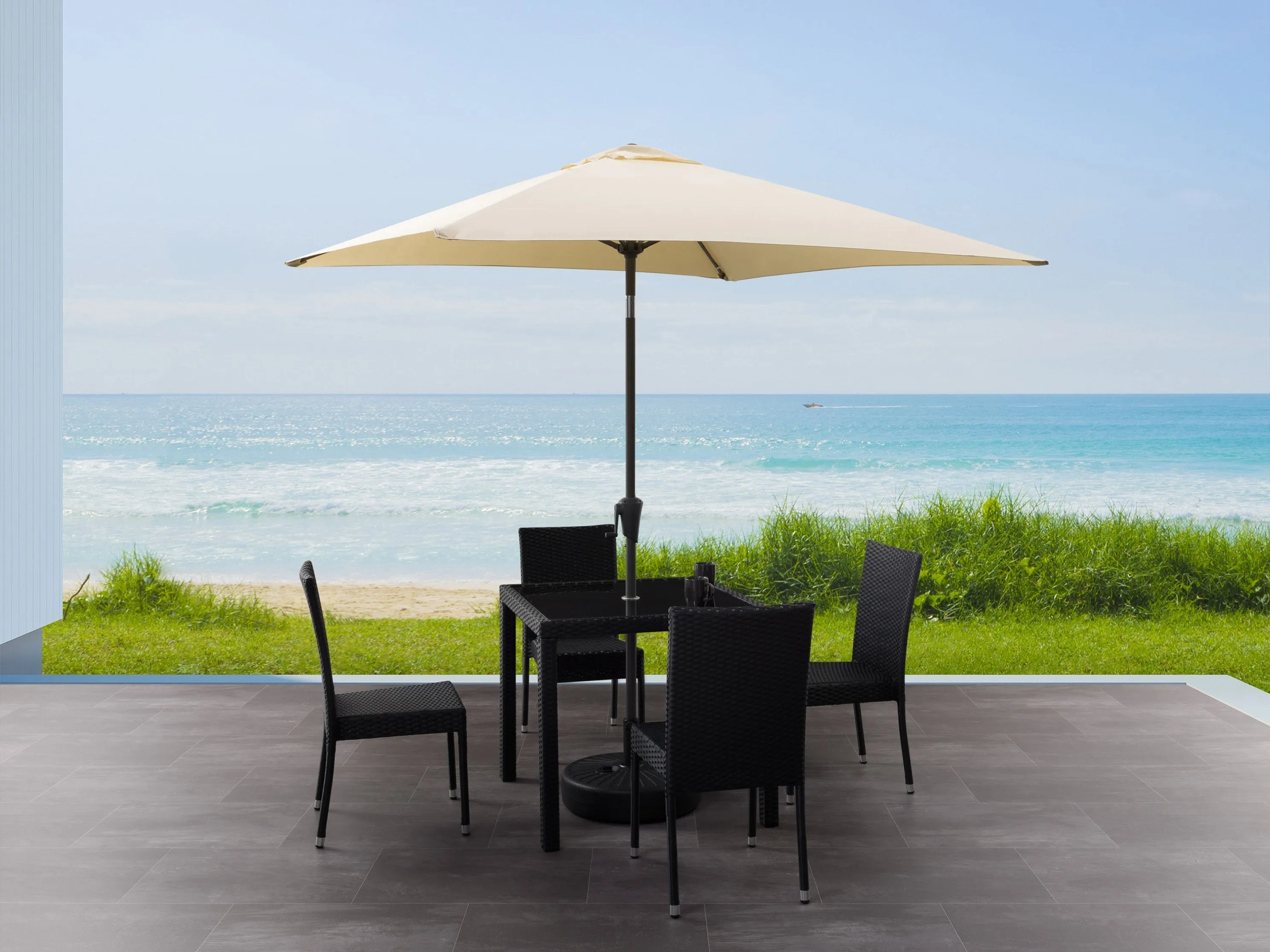 9ft Square Warm White Patio Umbrella