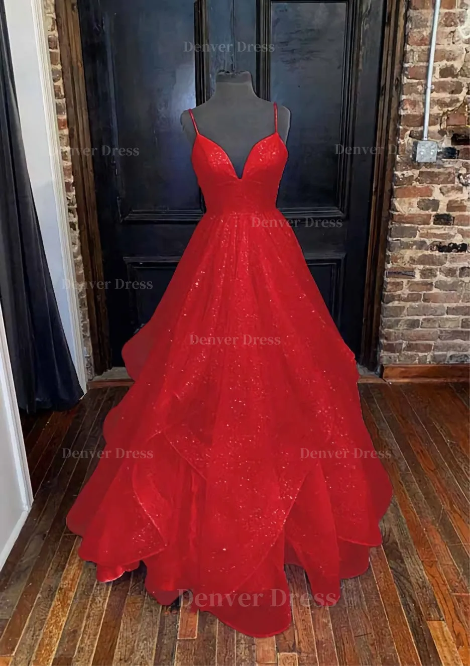 A-line Princess Sweetheart Sleeveless Long/Floor-Length Tulle Sparkling Prom Dress