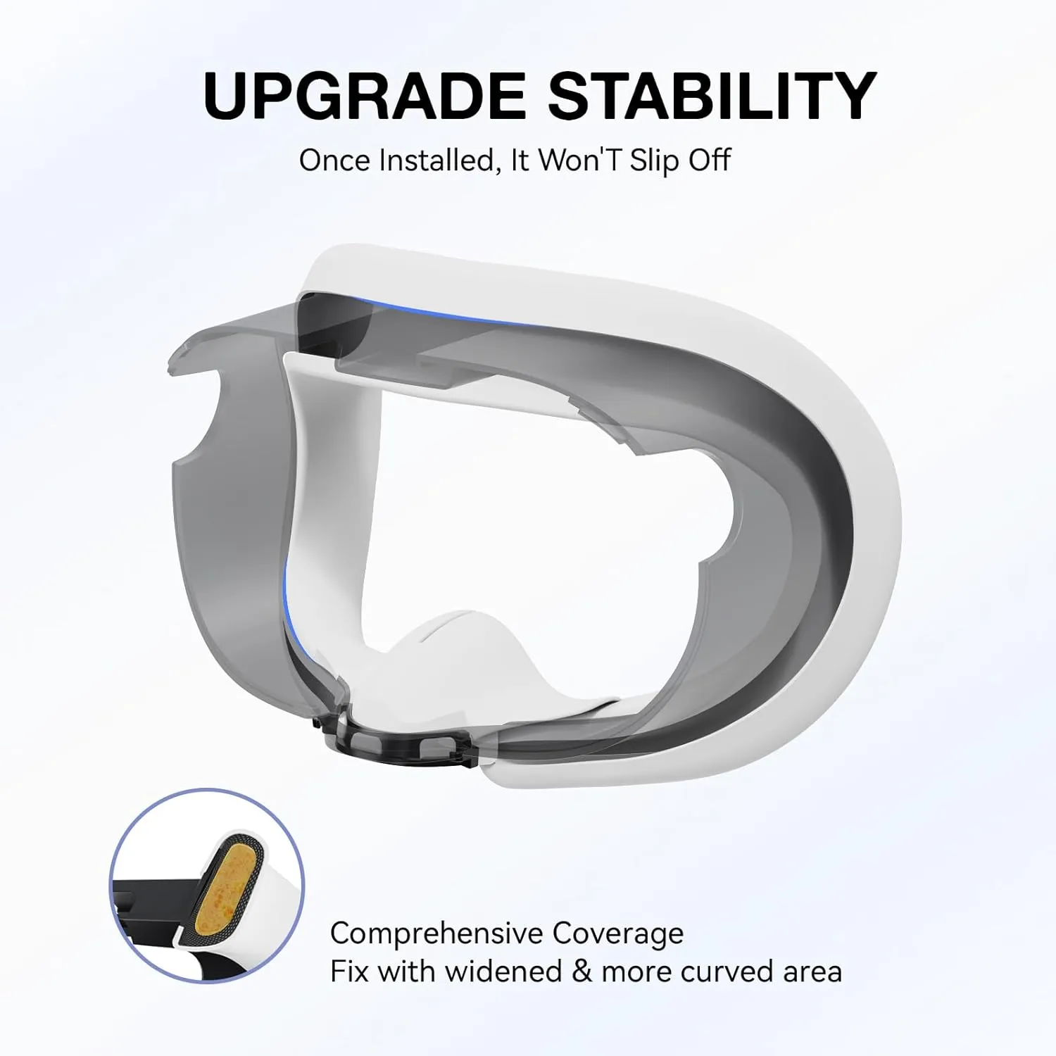 APEXINNO VR Silicone Face Pad Cover and Anti-Leakage Nose Pad for Meta Quest 3 Original Headset Accessories, VR Face Cushion and Light Blocker for Oculus Quest 3 Headset (White)