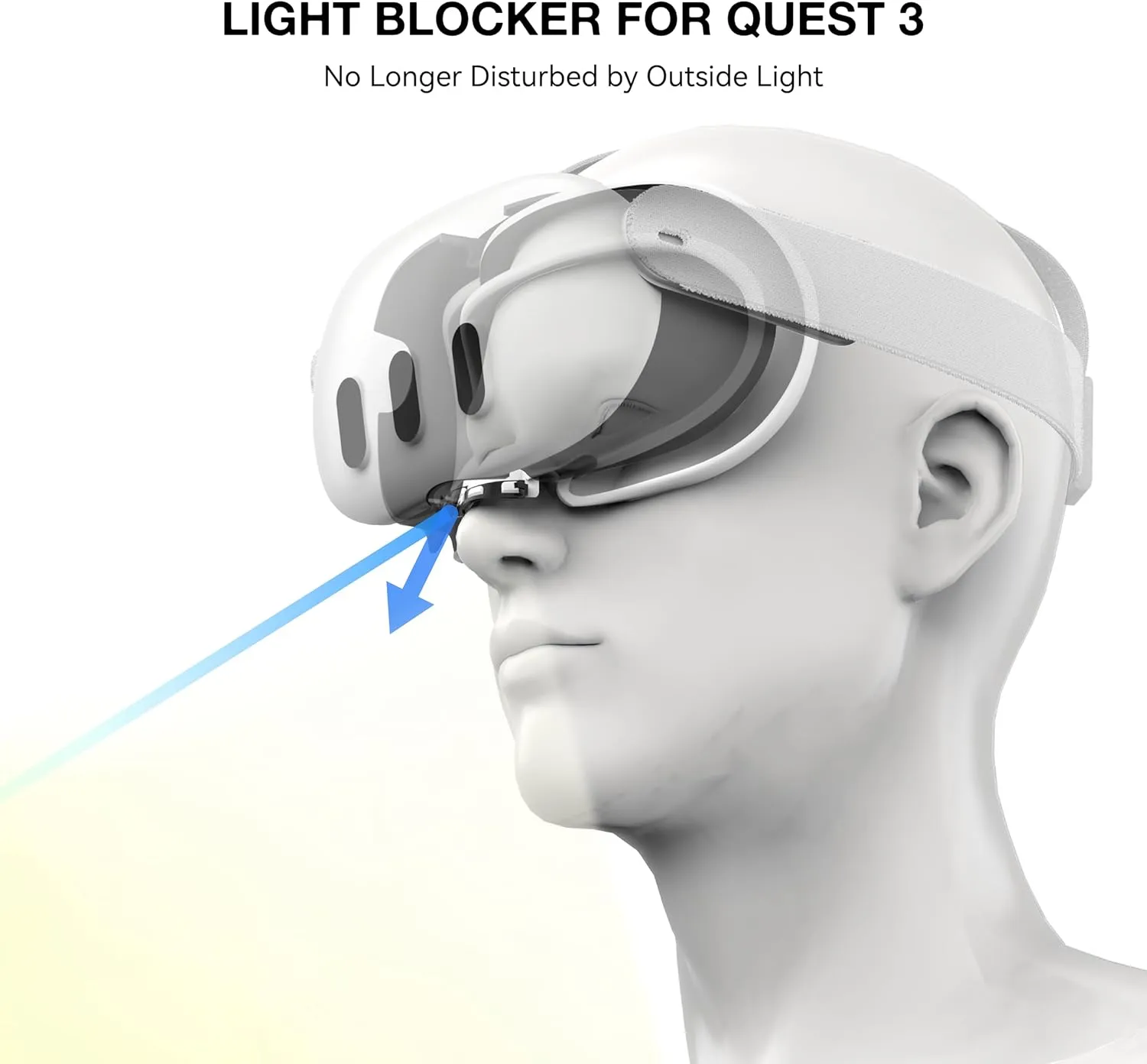 APEXINNO VR Silicone Face Pad Cover and Anti-Leakage Nose Pad for Meta Quest 3 Original Headset Accessories, VR Face Cushion and Light Blocker for Oculus Quest 3 Headset (White)