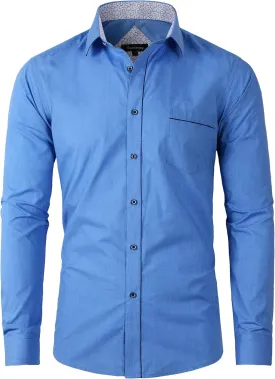 Beninos Men's Casual Long Sleeve Stretch Dress Shirt Wrinkle-Free Slim Fit Button Down Shirts
