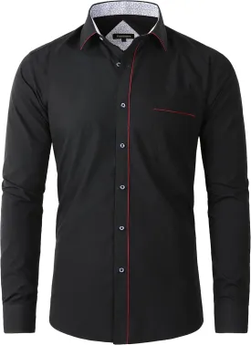 Beninos Men's Casual Long Sleeve Stretch Dress Shirt Wrinkle-Free Slim Fit Button Down Shirts