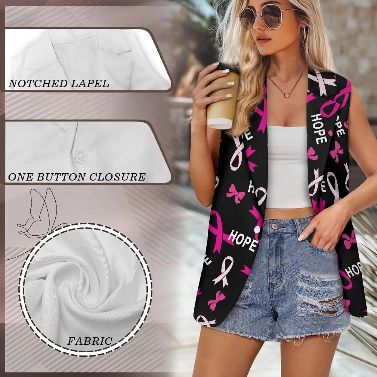 Biyejit Women Sleeveless Blazer Vest Spring Casual Open Front Lapel V Neck Office Waistcoat Long Vests Button Suit Vest