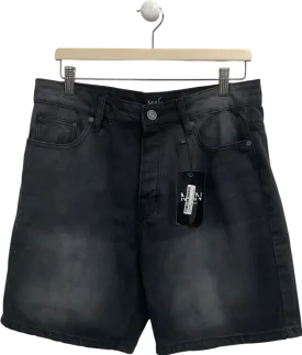 boohooMan Black Relaxed Fit Denim Shirts With Badge W34
