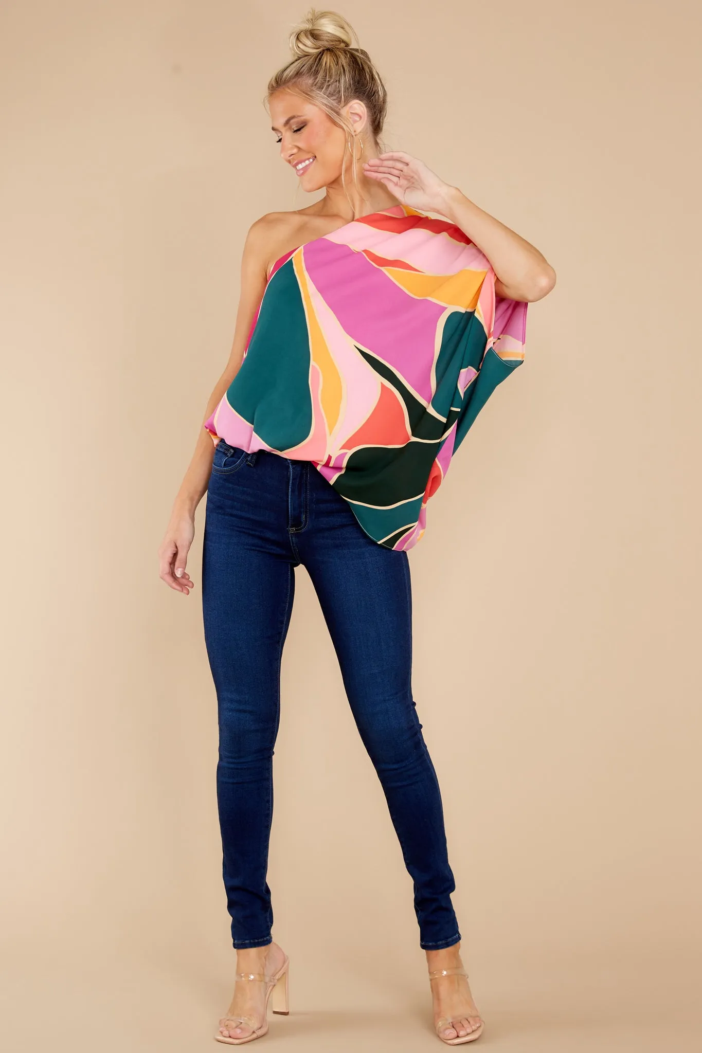 Bringing The Drama Pink Multi Print Top