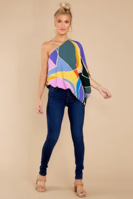 Bringing The Drama Teal Multi Print Top
