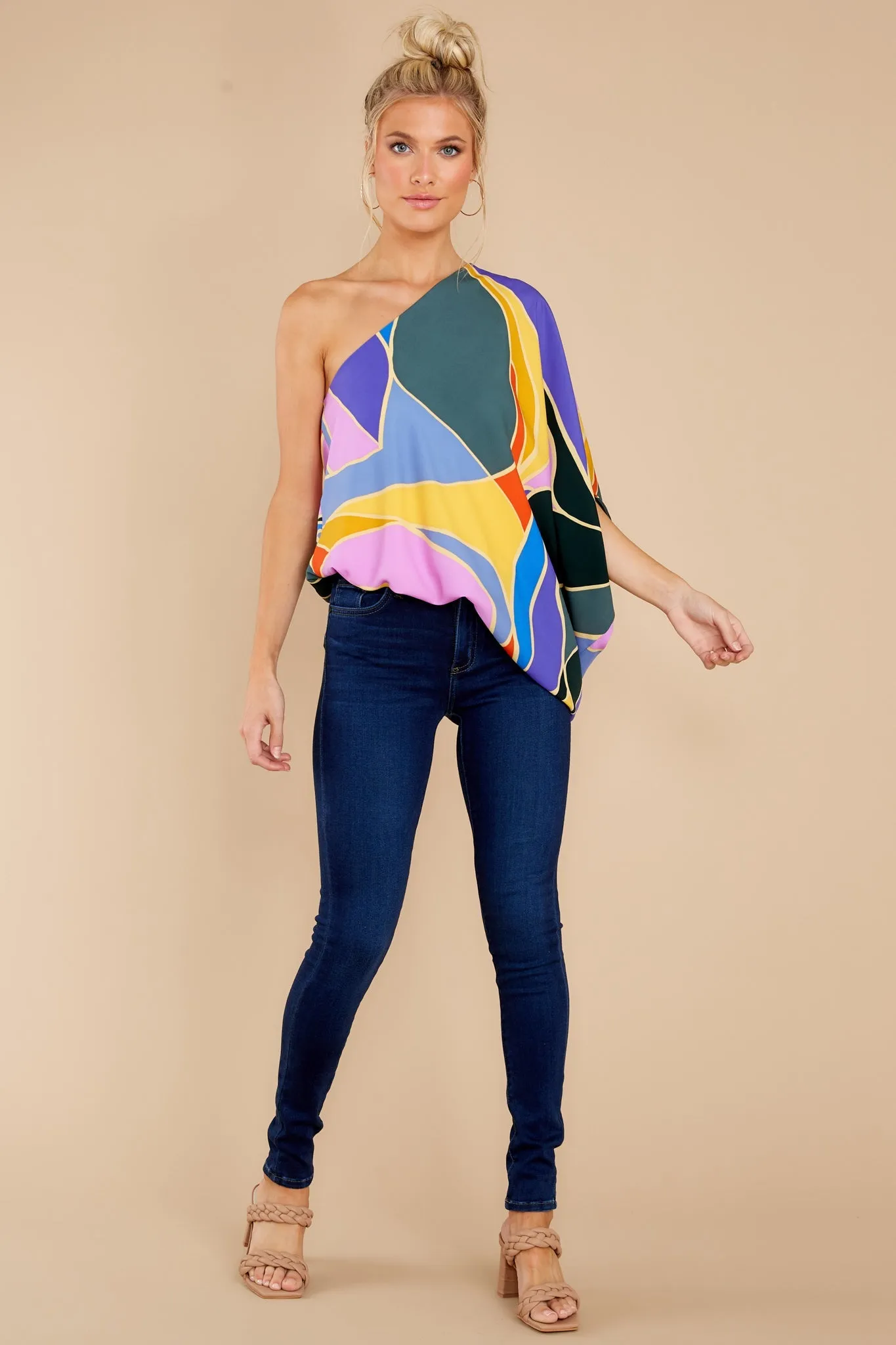 Bringing The Drama Teal Multi Print Top