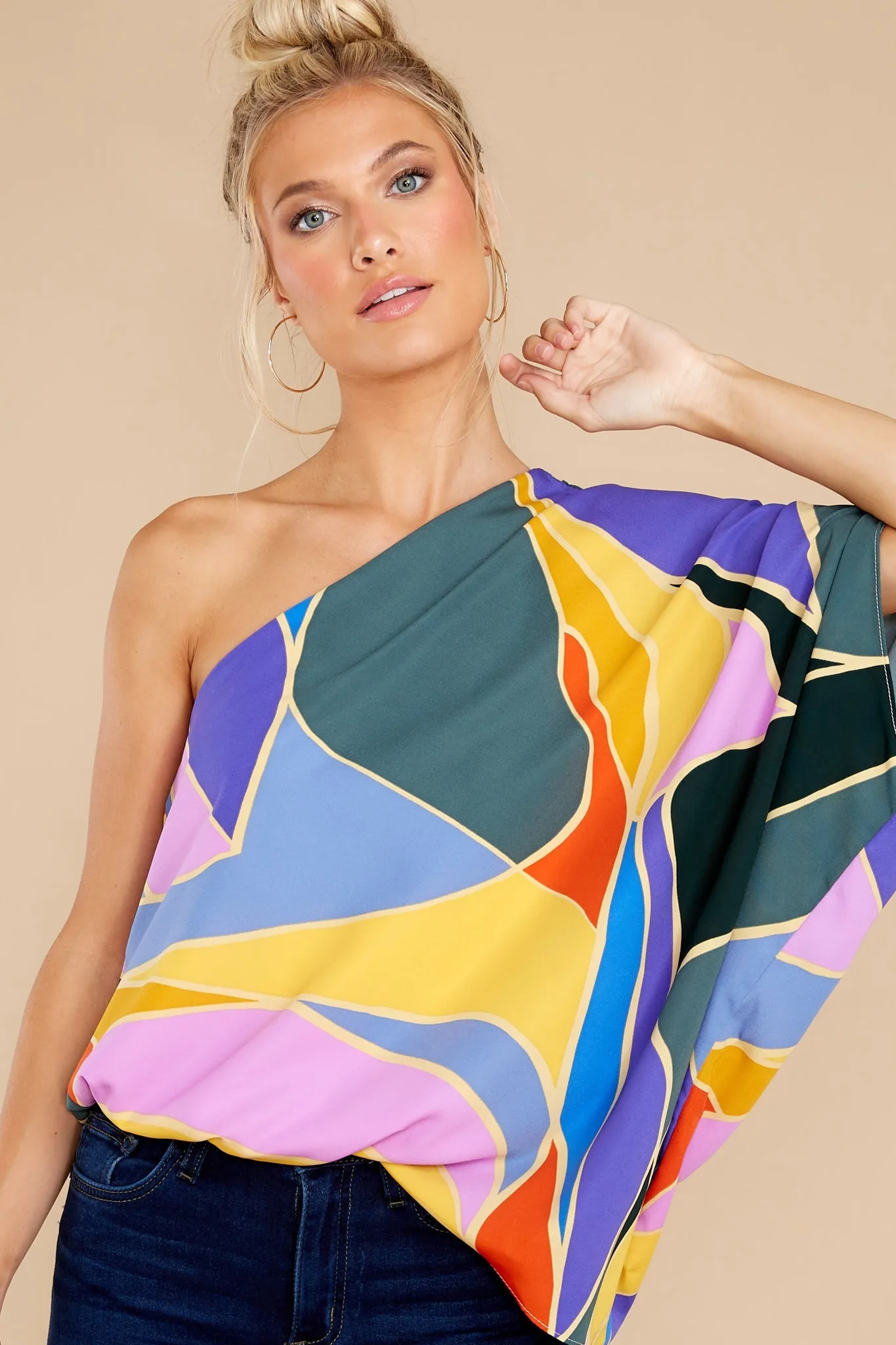Bringing The Drama Teal Multi Print Top