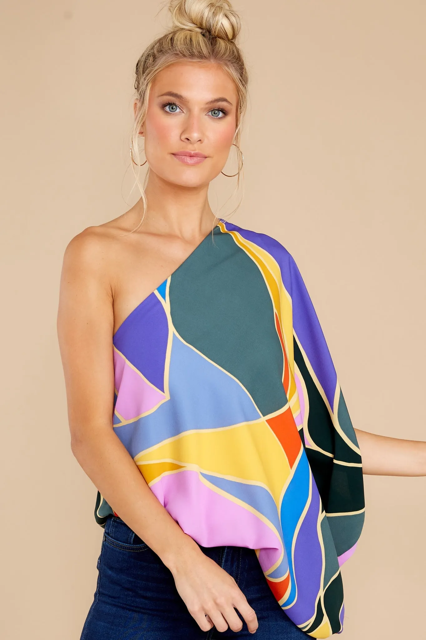 Bringing The Drama Teal Multi Print Top