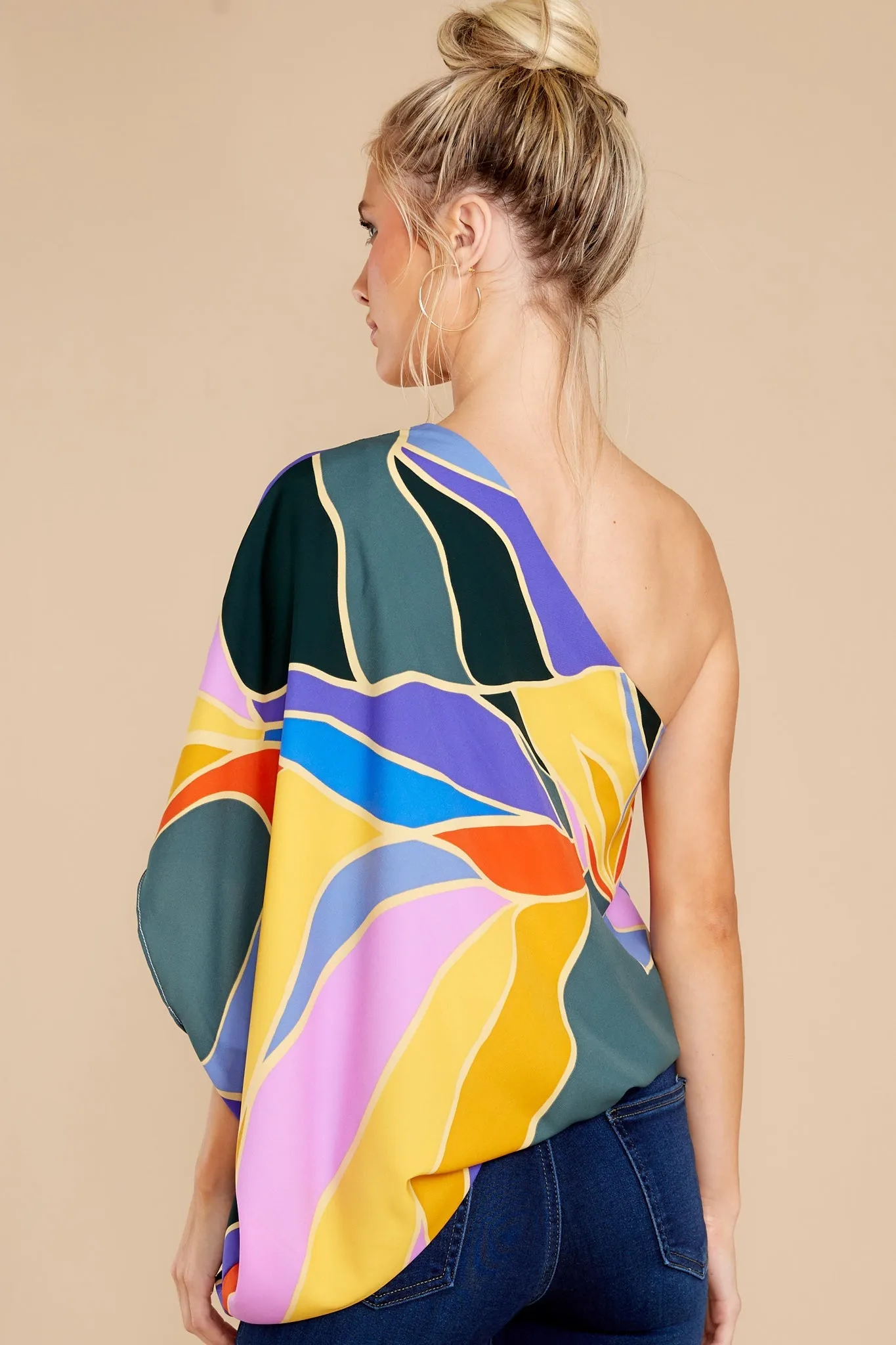 Bringing The Drama Teal Multi Print Top