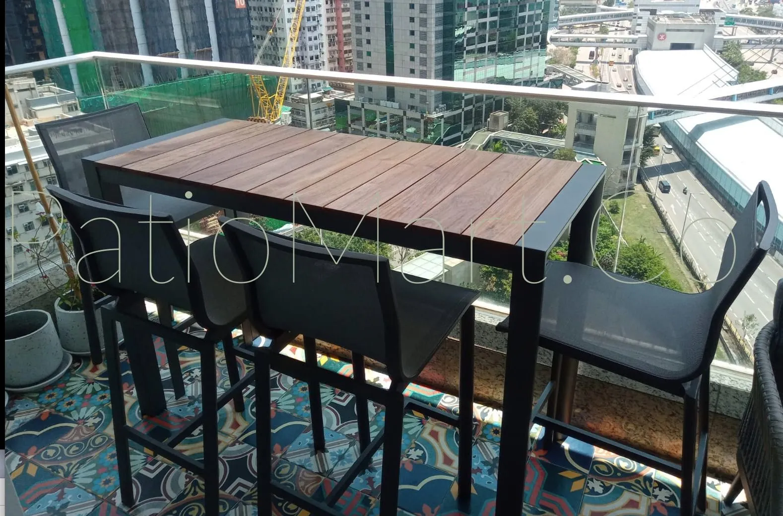 Brookvale Outdoor Rectangular Bar Set - Charcoal (100% FSC® teak)