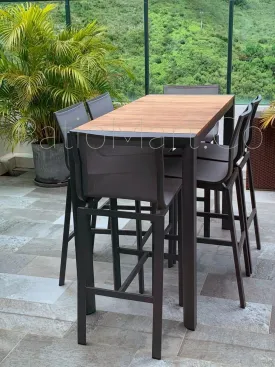 Brookvale Outdoor Rectangular Bar Set - Charcoal (100% FSC® teak)