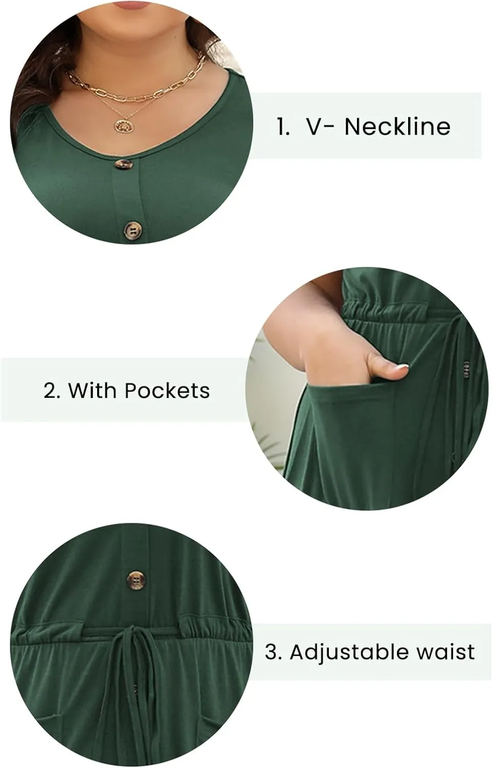 Celkuser Plus Size Summer Casual Midi Dresses for Women Short Sleeve V-Neck A-Line Dress with Belt and Pockets 2024