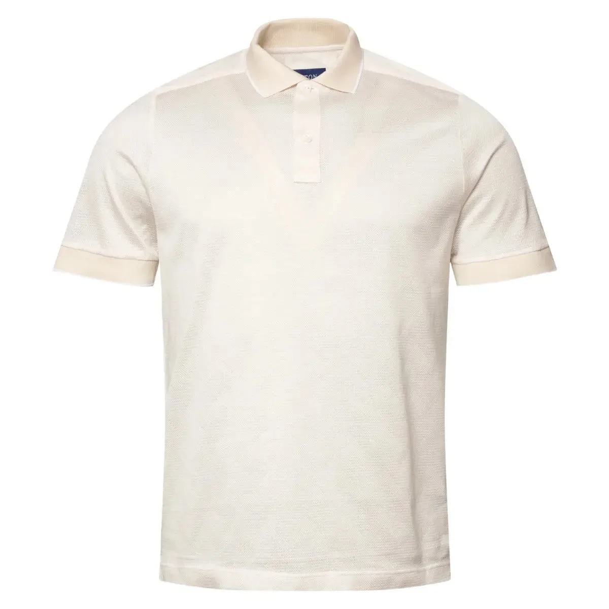 Cream Jacquard Filo di Scozia Polo Shirt