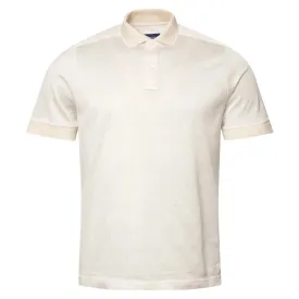 Cream Jacquard Filo di Scozia Polo Shirt