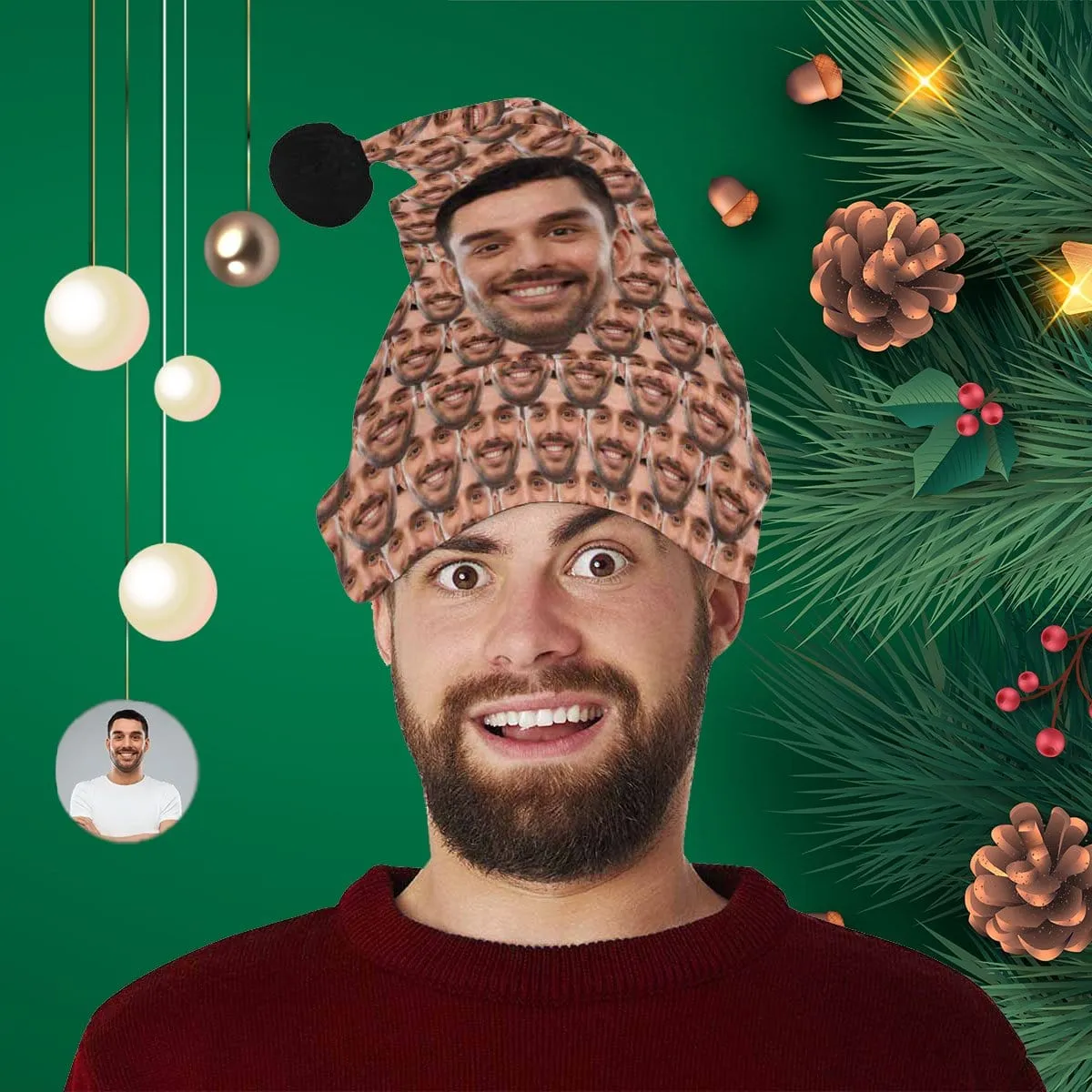 Custom Face Central Christmas Santa Hat