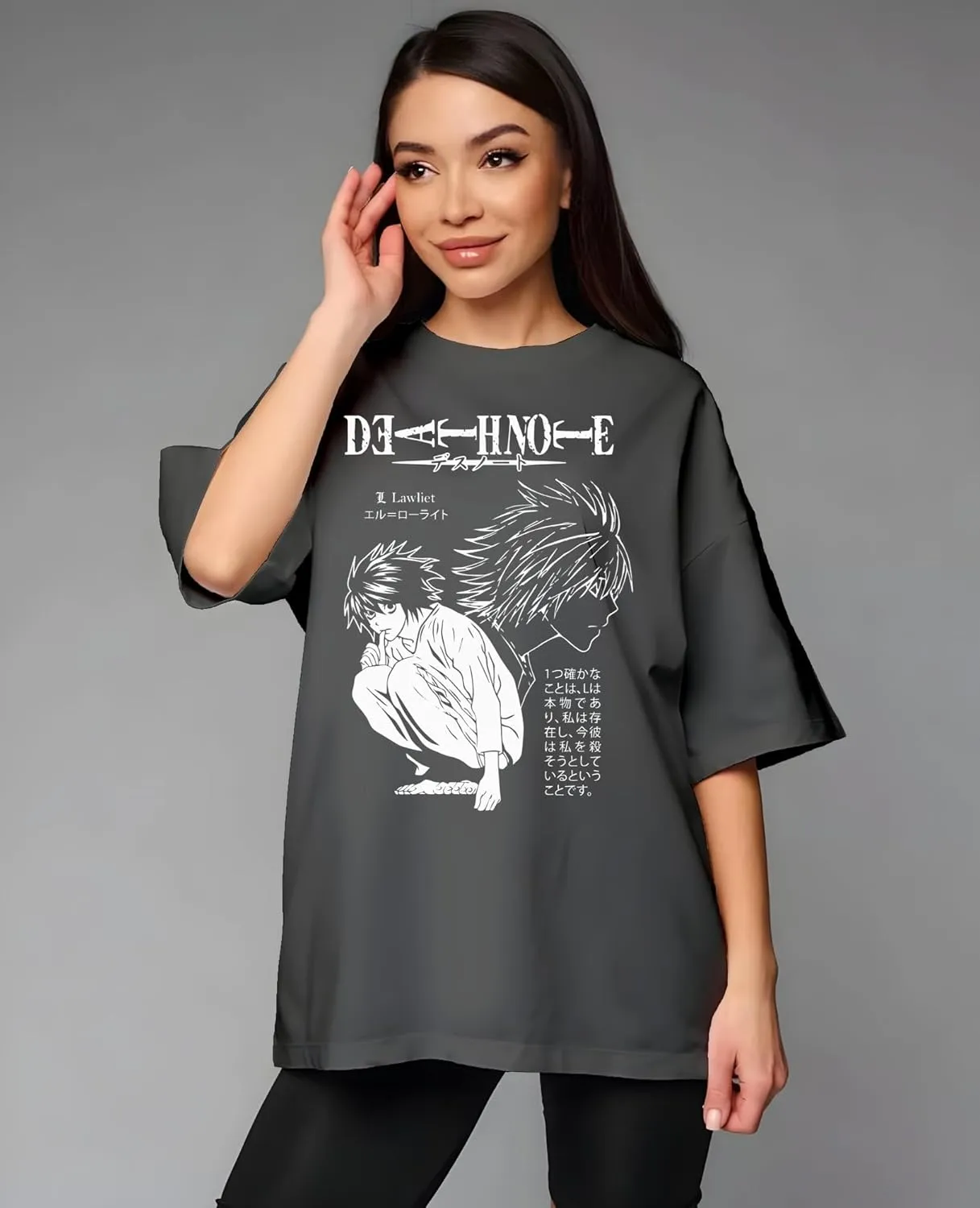 Death Note Character Panels, Light and Ryuk T-Shirt, Unisex Vintage Y2K Oversized Anime Graphic T-Shirt, Retro Aesthetic