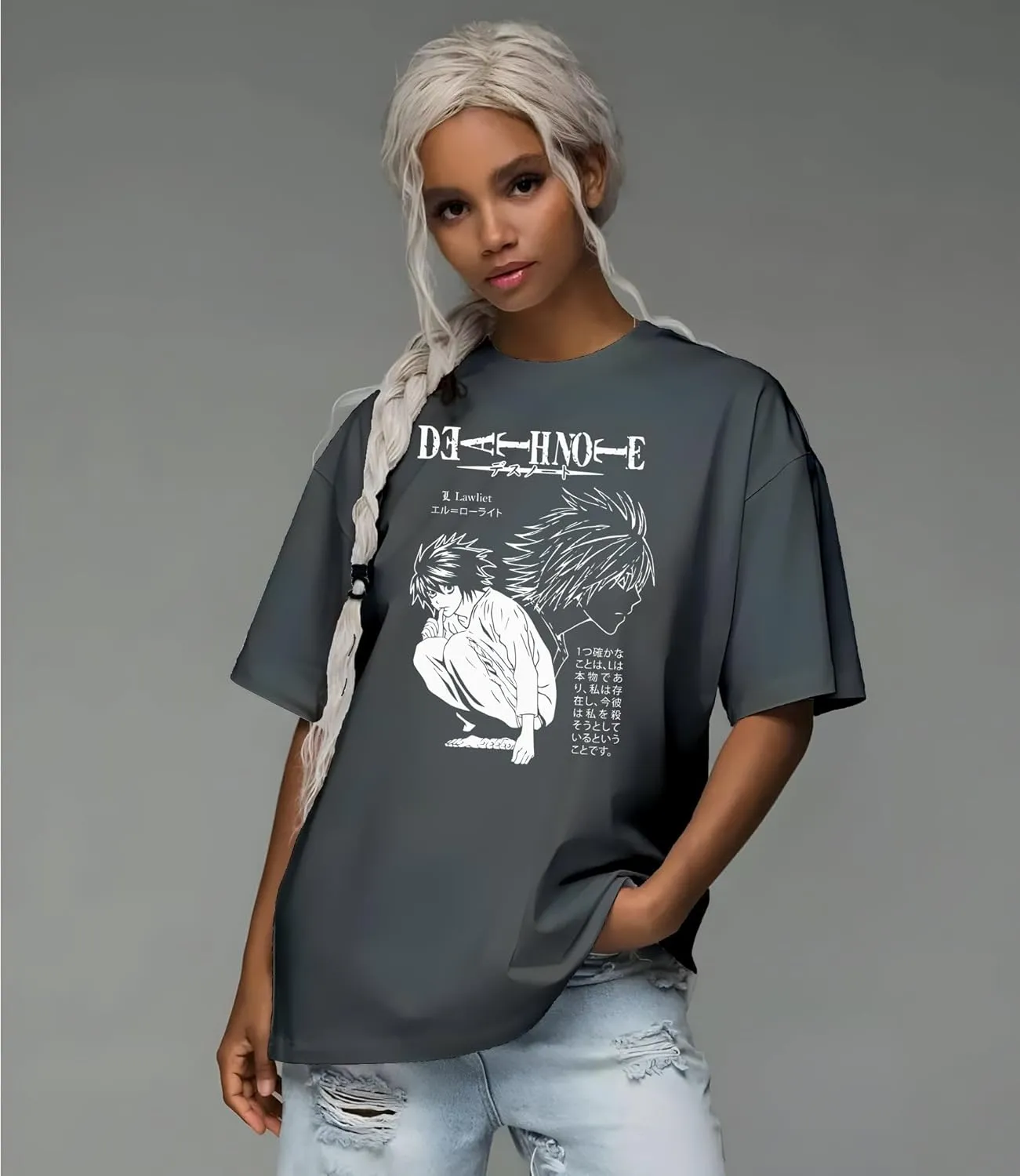 Death Note Character Panels, Light and Ryuk T-Shirt, Unisex Vintage Y2K Oversized Anime Graphic T-Shirt, Retro Aesthetic