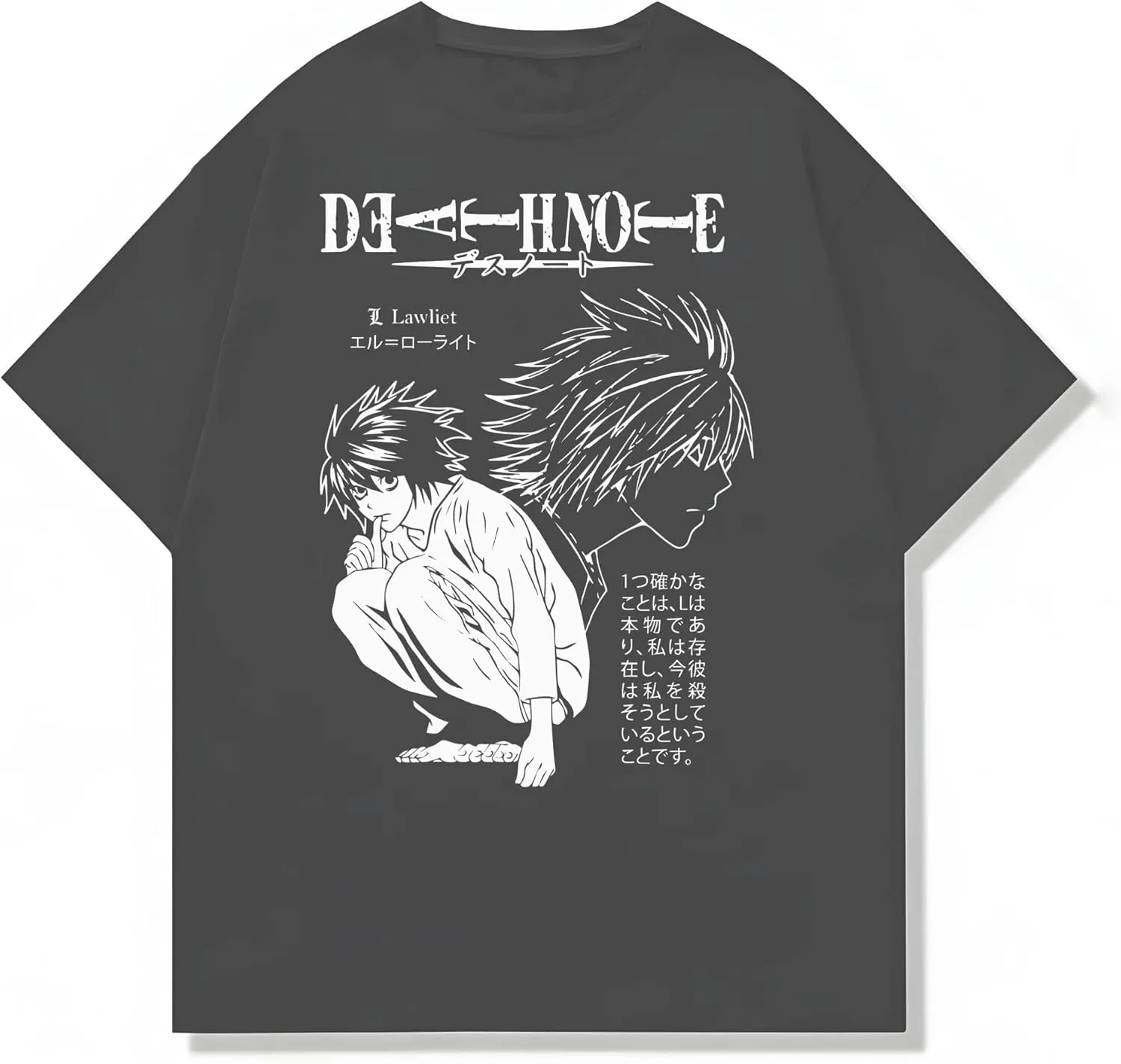 Death Note Character Panels, Light and Ryuk T-Shirt, Unisex Vintage Y2K Oversized Anime Graphic T-Shirt, Retro Aesthetic