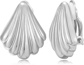 FAMARINE Gold Silver Clip on Earrings Shell Earrings Women