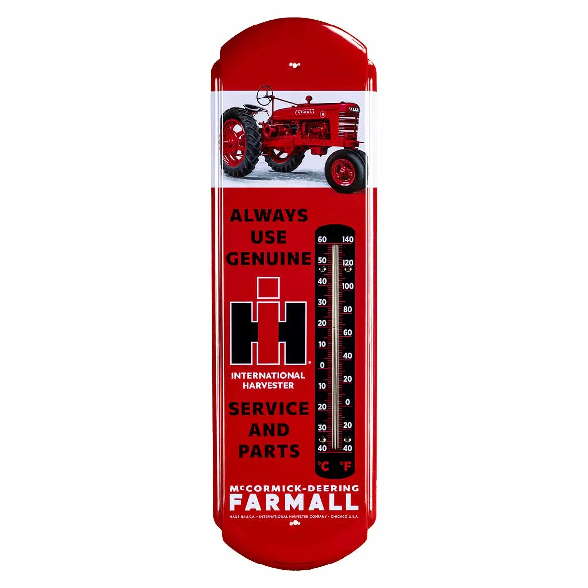 IH Farmall Service and Parts Metal Thermometer