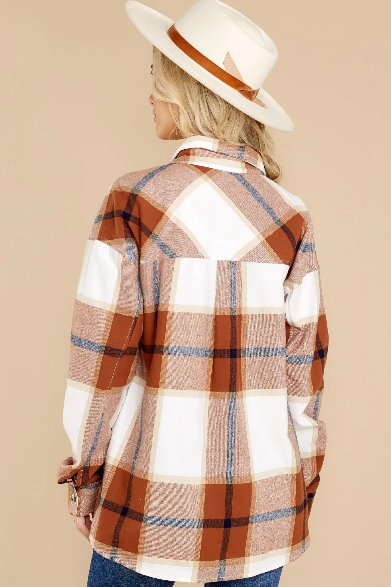 In The Maize Rust And Ivory Plaid Top
