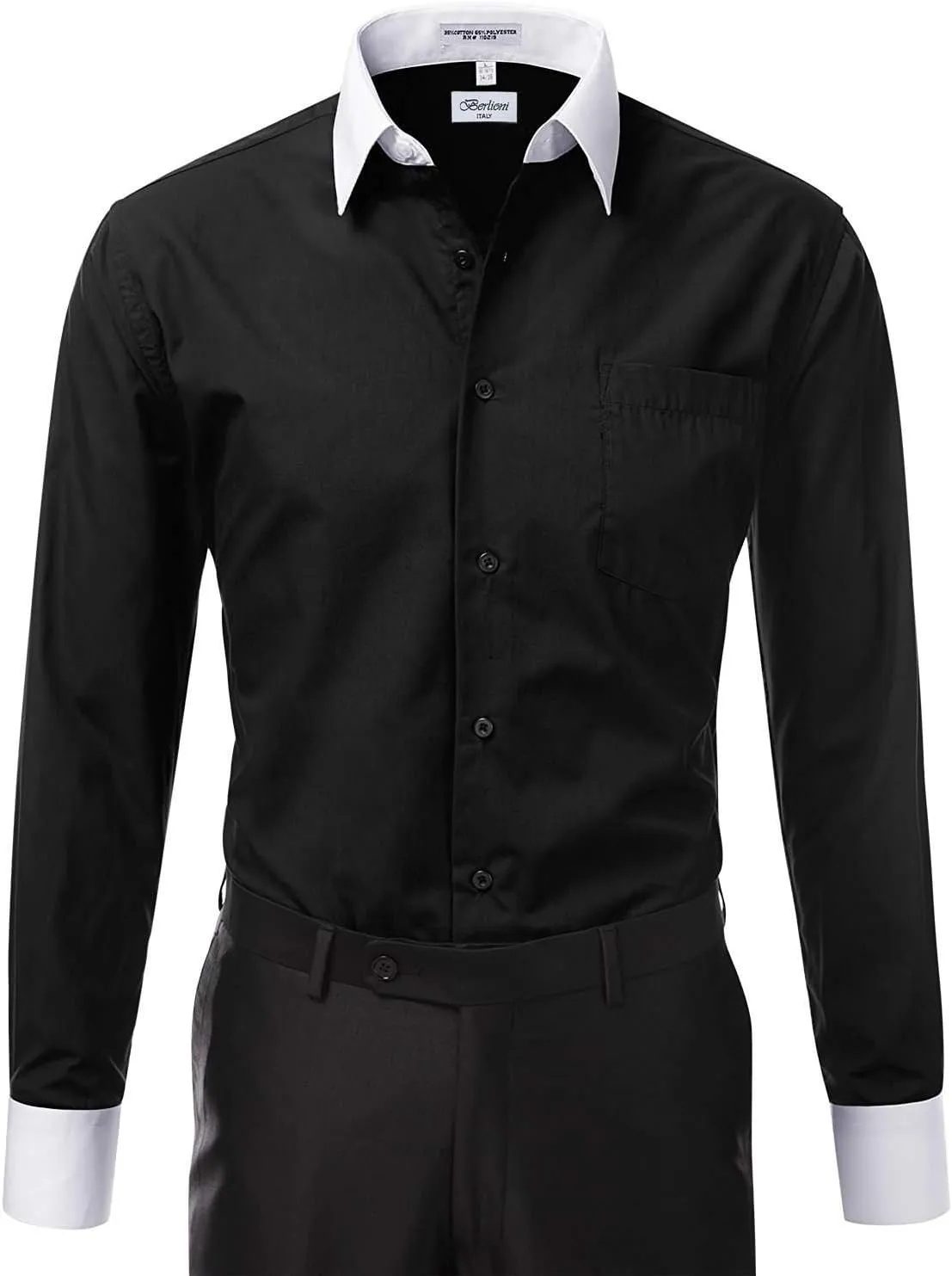 Italy Men's Long Sleeve Two Tone Premium Dress Shirt