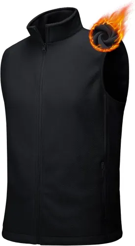 MAGCOMSEN Men's Fleece Vests Zip Up Sleeveless Vest with Pockets Winter Warm Outerwear Jacket for Hiking Outdoor Golf