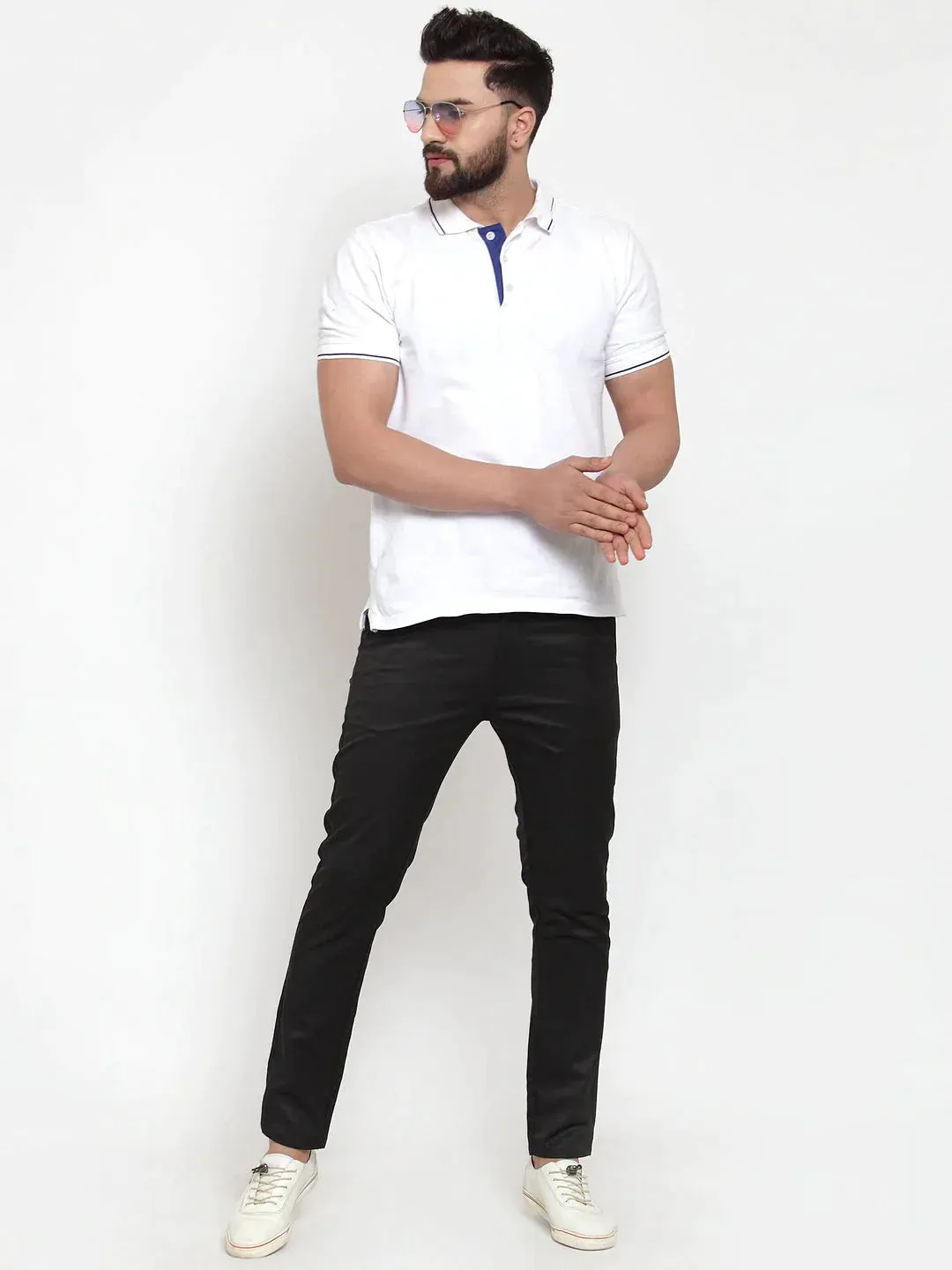 Men'S Black Solid Formal Trousers