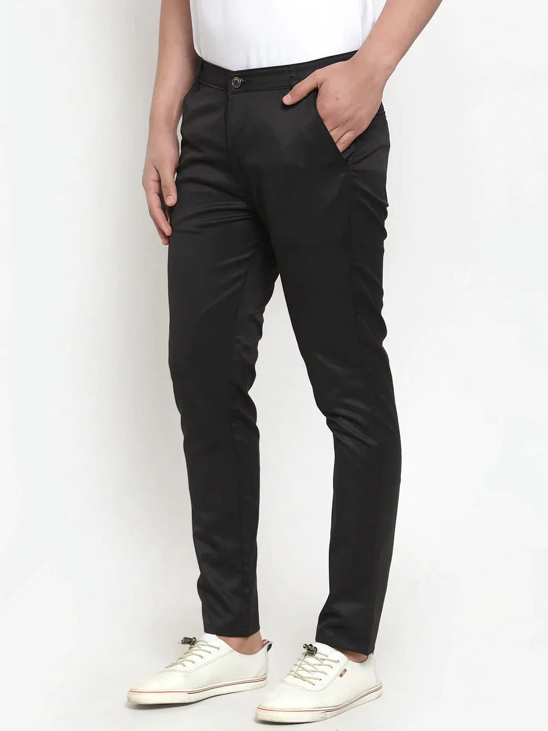 Men'S Black Solid Formal Trousers