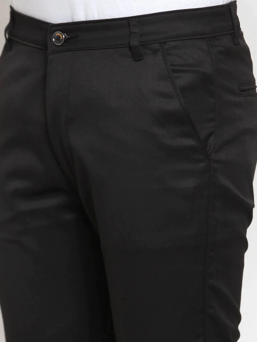 Men'S Black Solid Formal Trousers