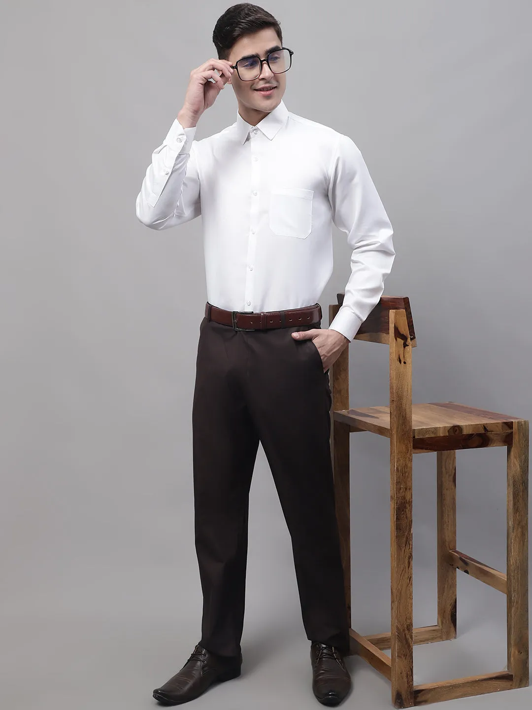 Men'S Coffee Tapered Fit Formal Trousers
