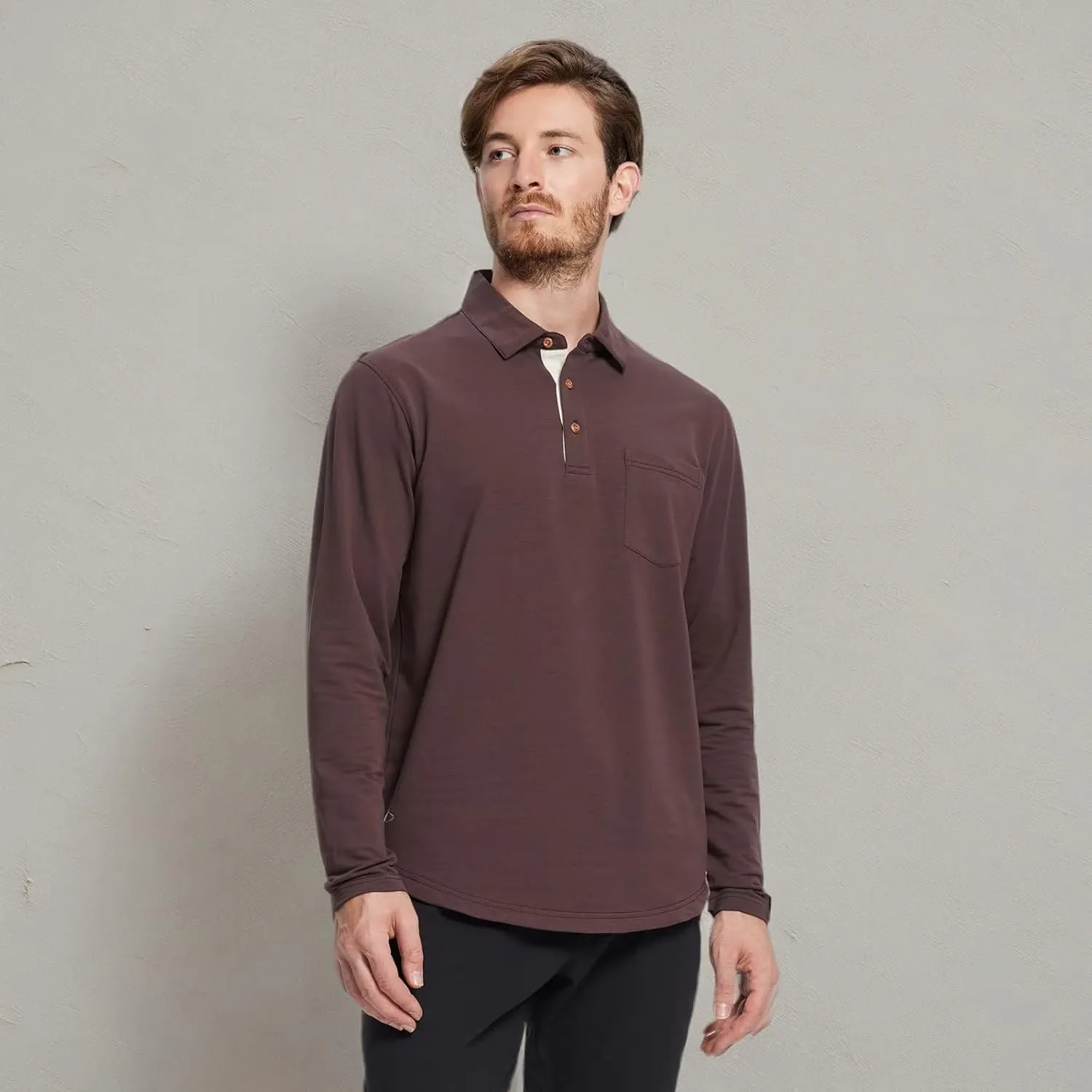 Mens Long and Short Sleeve Polo Shirts Pocket Casual Solid Cotton Blend Drop Cut Collared Polo Shirts for Men