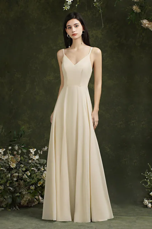 Modest Aline Chiffon Formal Dress Sleveless V-Neck Simple Long Evening Dress