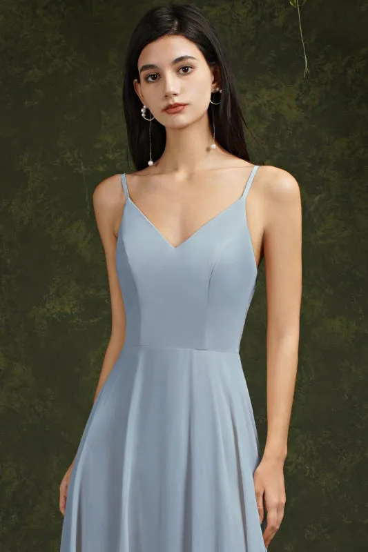 Modest Aline Chiffon Formal Dress Sleveless V-Neck Simple Long Evening Dress