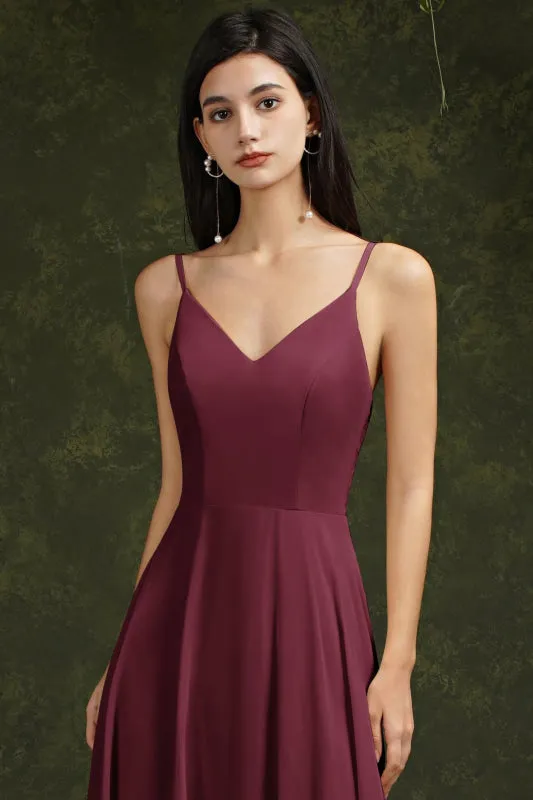 Modest Aline Chiffon Formal Dress Sleveless V-Neck Simple Long Evening Dress