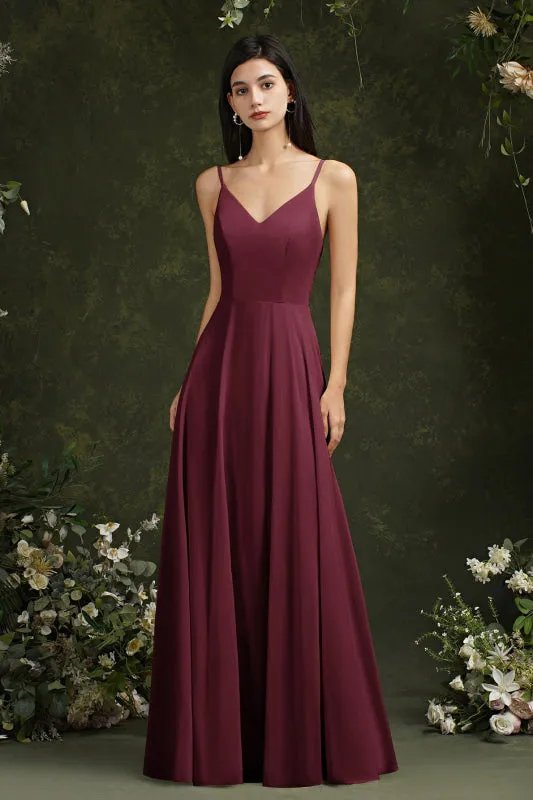 Modest Aline Chiffon Formal Dress Sleveless V-Neck Simple Long Evening Dress
