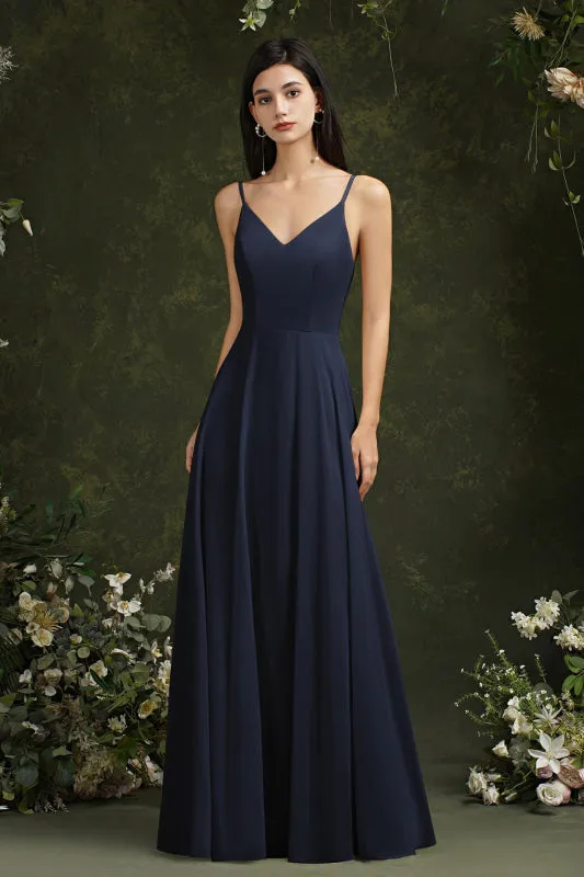 Modest Aline Chiffon Formal Dress Sleveless V-Neck Simple Long Evening Dress