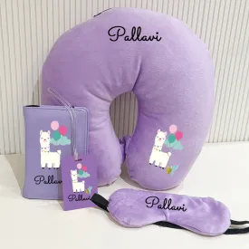 Neck Pillow Set -  4 Piece Set -  Llama
