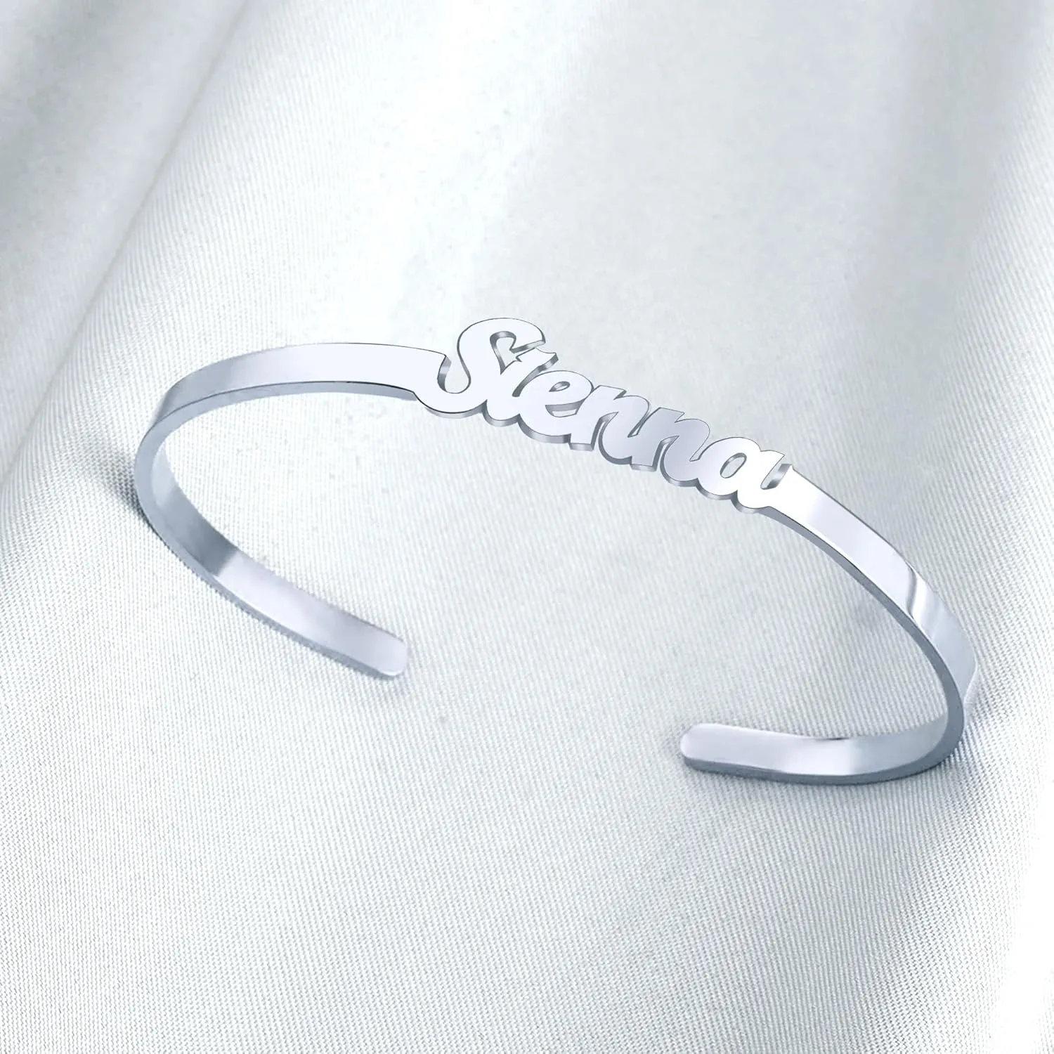 Personalized Initial Name Bracelet for Men Engraved Heart Custom Birthstone Name Plated Open Cuff Bangle Bracelets for Women