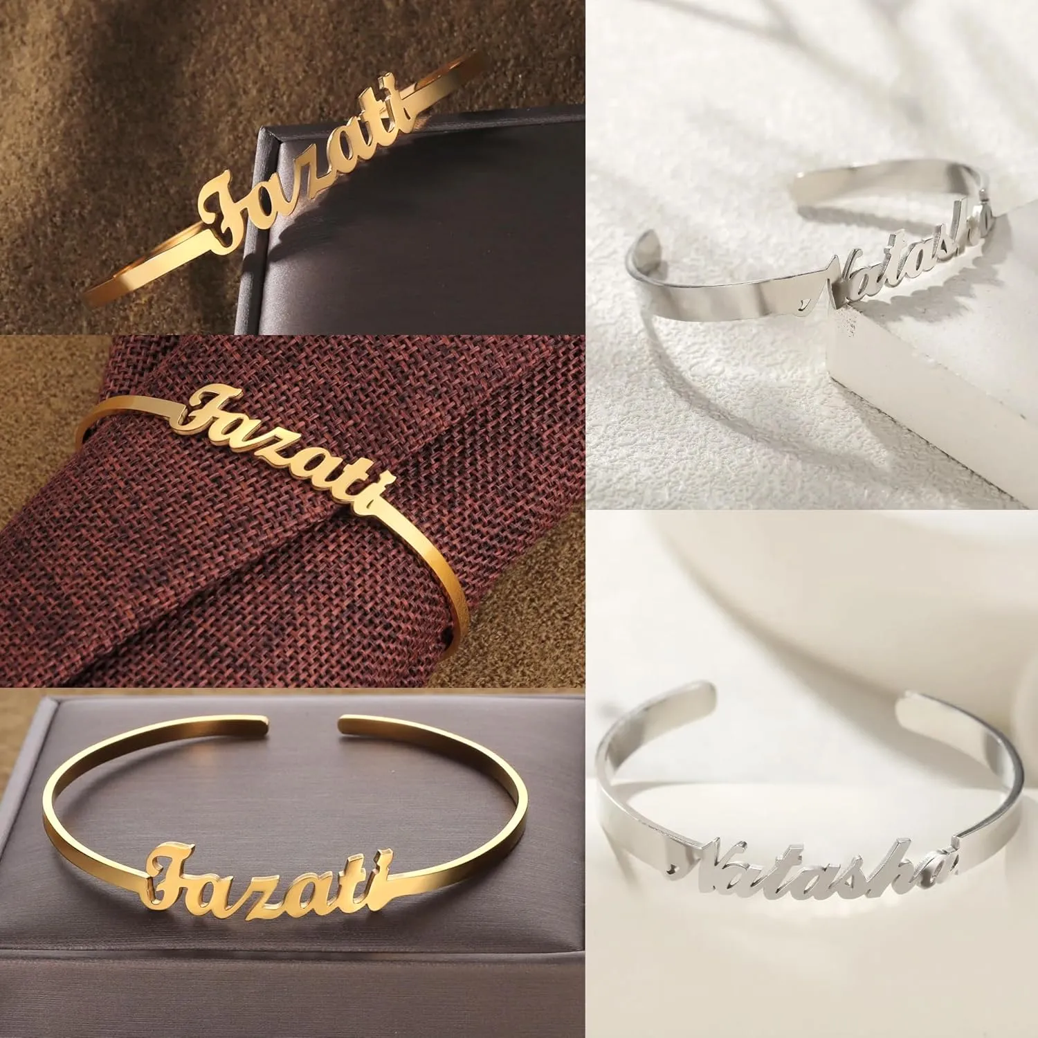 Personalized Initial Name Bracelet for Men Engraved Heart Custom Birthstone Name Plated Open Cuff Bangle Bracelets for Women