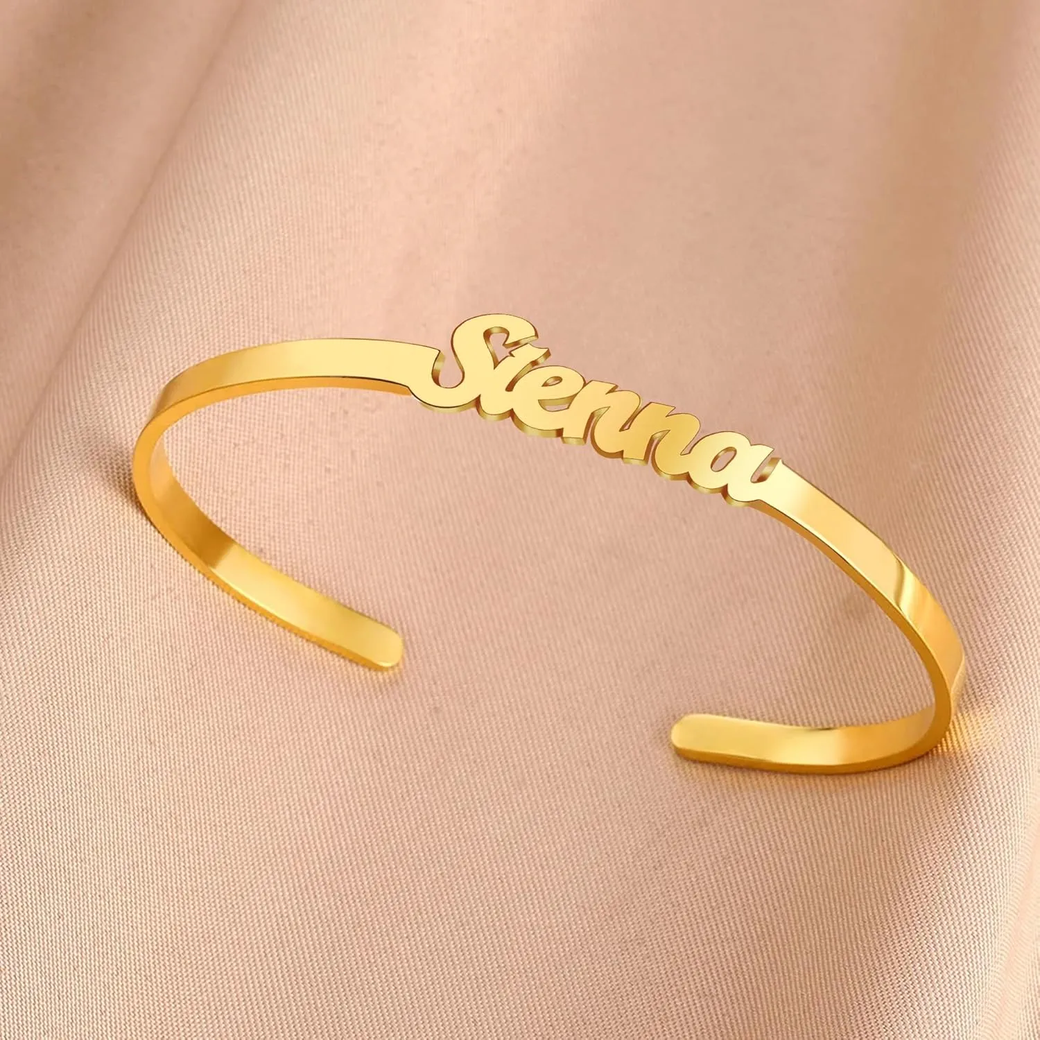 Personalized Initial Name Bracelet for Men Engraved Heart Custom Birthstone Name Plated Open Cuff Bangle Bracelets for Women