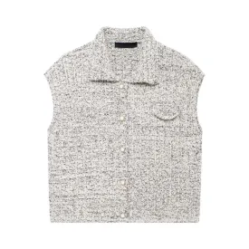 Pre Order:  Metallic Grey Textured Knit Vest
