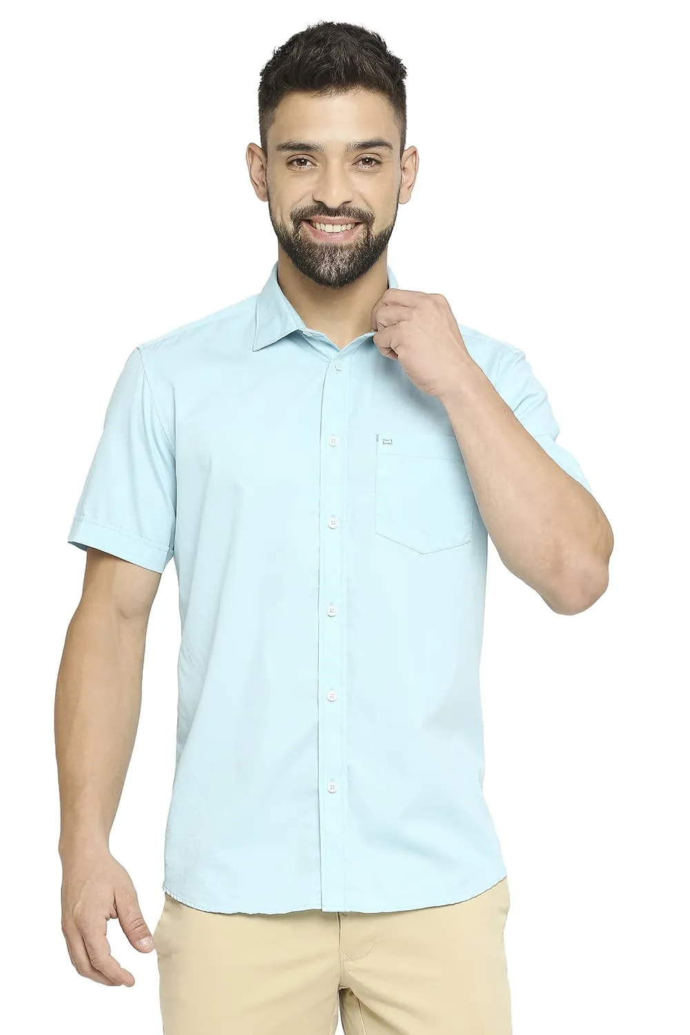 Slim Fit Cotton Polyester Cavalary Twill Halfsleeves Shirt