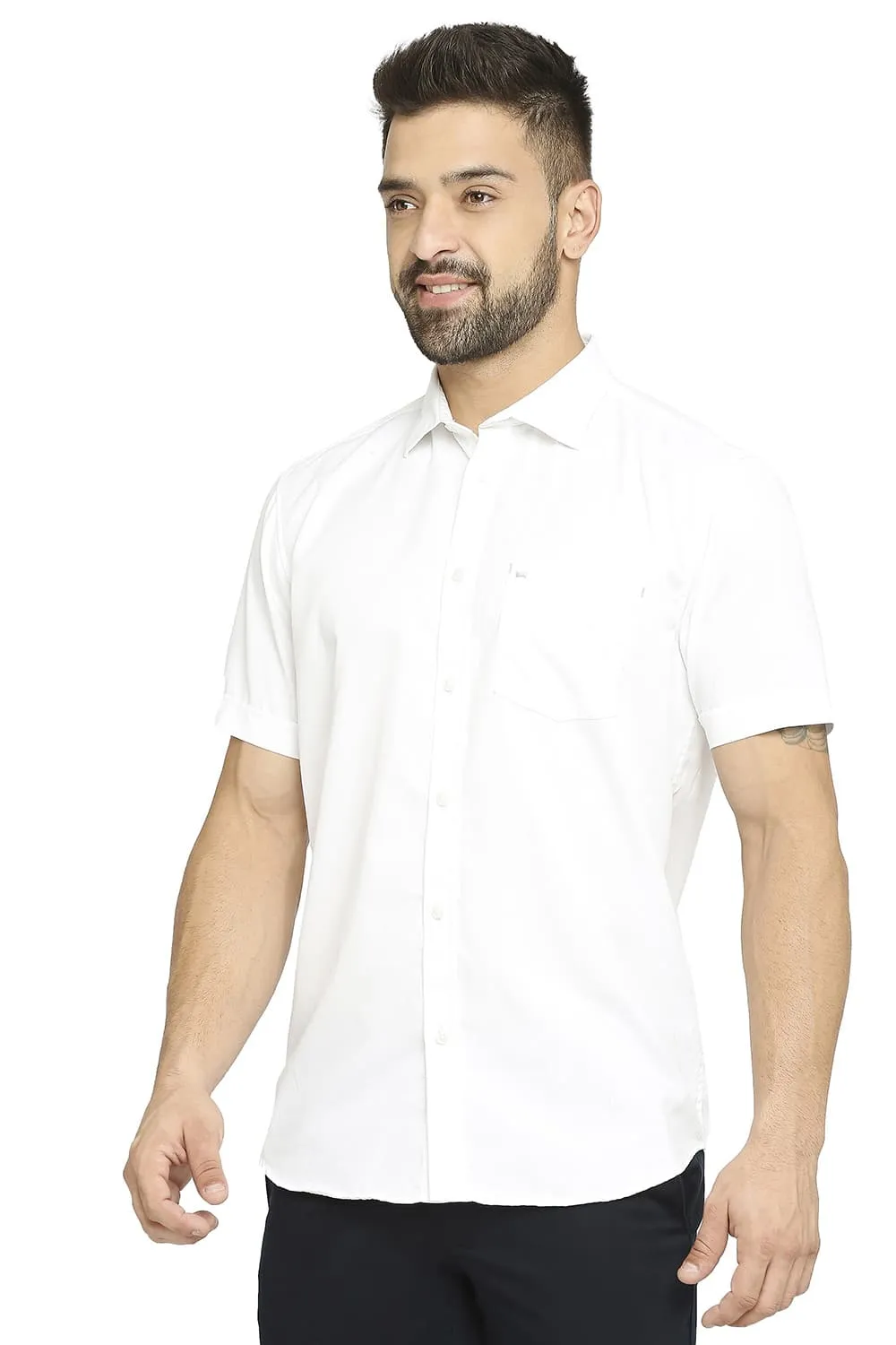 Slim Fit Cotton Polyester Cavalary Twill Halfsleeves Shirt
