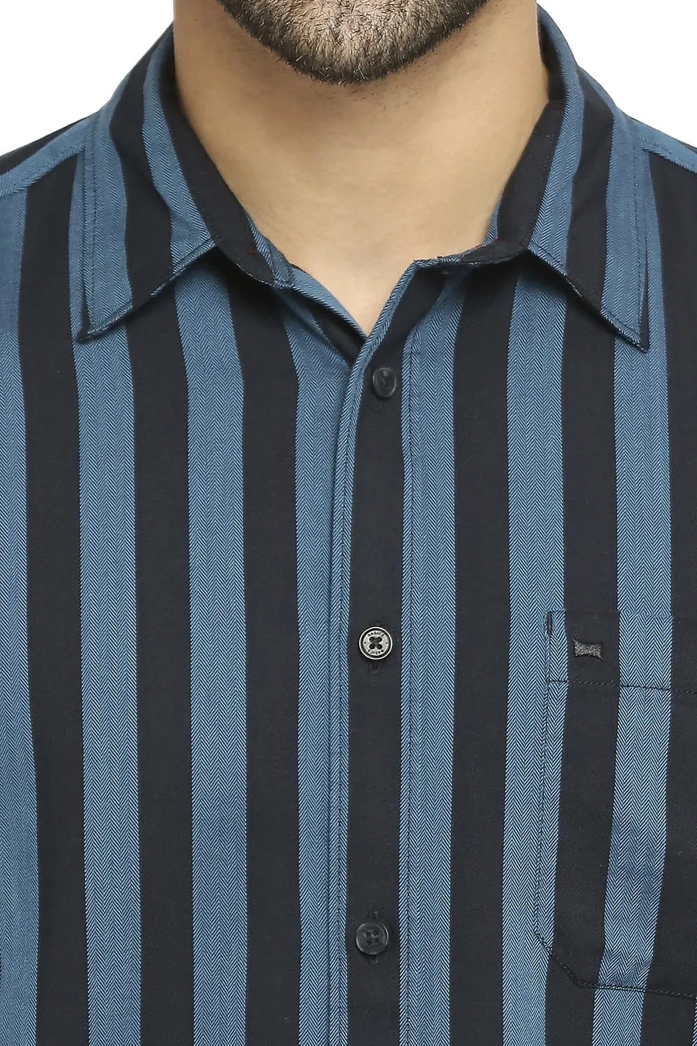 Slim Fit Cotton Polyester Twill Stripe Shirt